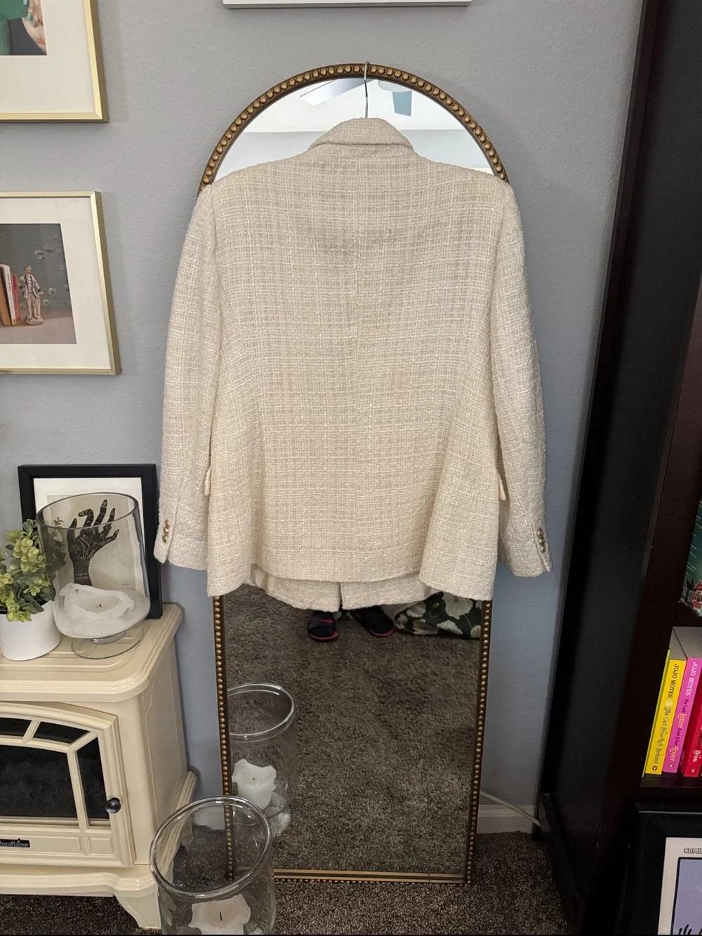 Zara Textured Cream Double-Breasted Blazer with Gold Buttons – XL - Picture 6 of 9